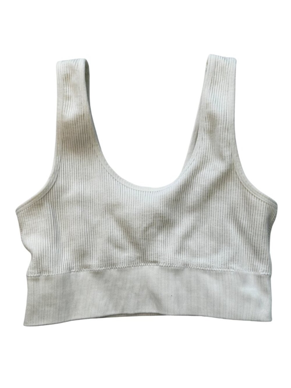 Aerie Real Me Seamless Ribbed Sports Bra White Womens Size Medium M